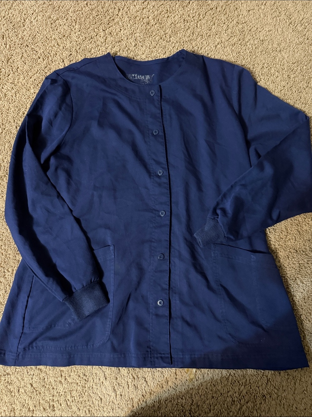 Grey’s Anatomy navy blue extra large, long sleeve button front lab coat